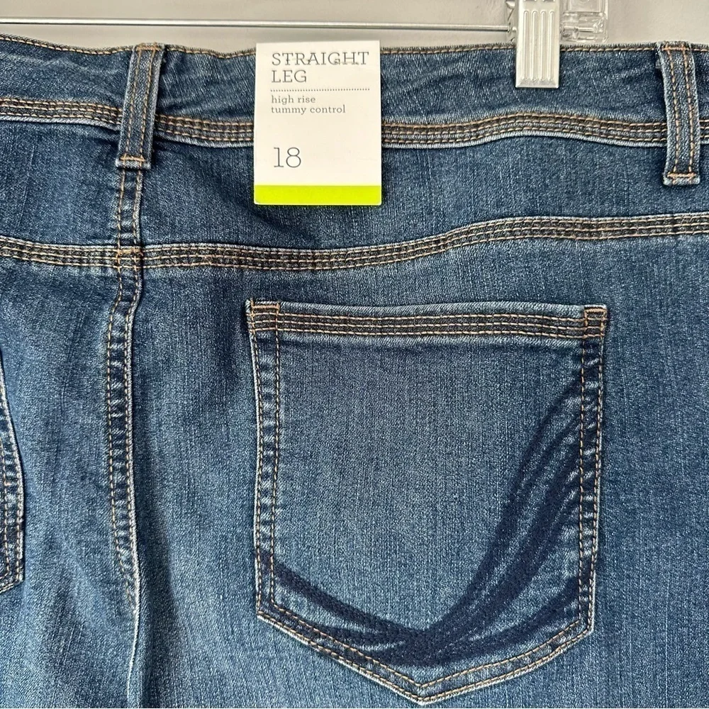 Style & Co. Straight Leg High Rise Tummy Control Jeans, 18